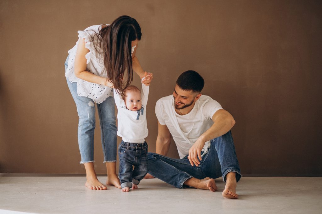happy family with their first child
